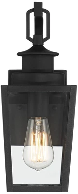 Possini Euro Design Ackerly Modern Outdoor Wall Light Fixtures Set Of 2 Textured Black Lantern Frame 14" Clear Glass For Post Exterior 6 Possini Euro Design Ackerly Modern Outdoor Wall Light Fixtures Set Of 2 Textured Black Lantern Frame 14" Clear Glass For Post Exterior - Image 4