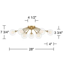 Possini Euro Design Spheres Modern Ceiling Light Flush Mount Fixture 28" Wide Warm Brass 9-Light LED Clear Globe Glass For Bedroom Kitchen Living Room -Possini Euro Design GUEST 1e516137 2e1f 4f08 b35c 4767dc223858