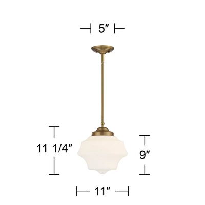 Possini Euro Design Soft Gold Mini Pendant Light 11" Wide Modern Schoolhouse Opal Glass Shade For Dining Living Room House Island 8 Possini Euro Design Soft Gold Mini Pendant Light 11" Wide Modern Schoolhouse Opal Glass Shade For Dining Living Room House Island - Image 6