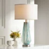 Possini Euro Design Jaime Modern Table Lamp 26" High Blue Gray Art Glass White Drum Shade For Bedroom Living Room Bedside Nightstand Office Kids House -Possini Euro Design GUEST 1ef76d54 793d 4012 8c5c 1238ebb4dda6