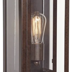Possini Euro Design Rustic Industrial Farmhouse Outdoor Wall Light Fixtures Set Of 2 Bronze 15 1/2" Clear Glass For Exterior Barn Deck House Porch -Possini Euro Design GUEST 1f2af868 47aa 49ee 9a8e 4b48f5473f00