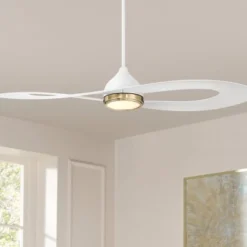 Possini Euro Design 52" Possini Euro Obi Matte White CCT LED Damp Ceiling Fan With Remote