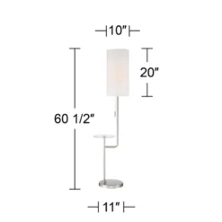 Possini Euro Design Piccolo Modern Floor Lamp With Tray Table 60 1/2" Tall Brushed Nickel White Cylinder Shade For Living Room Bedroom Office House -Possini Euro Design GUEST 1f88405c d3b5 4ef9 b2ac c3cfdbc1e155