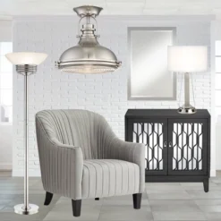 Possini Euro Design Light Blaster Art Deco Torchiere Floor Lamp 72 1/2" Tall Brushed Nickel LED Frosted Glass Bowl Shade For Living Room Bedroom House -Possini Euro Design GUEST 1fdfa31a 7db8 4bab 8612 bfbe5fe86e68