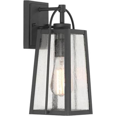 Possini Euro Design Woodley 13" High Modern Outdoor Wall Light Fixture Mount Porch House Set Of 2 Weatherproof Sand Black Aluminum Seeded Glass Shade 7 Possini Euro Design Woodley 13" High Modern Outdoor Wall Light Fixture Mount Porch House Set Of 2 Weatherproof Sand Black Aluminum Seeded Glass Shade - Image 5
