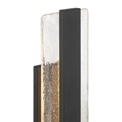 Possini Euro Design Possini Euro Cascadia 18"H Black Piastra Glass LED Outdoor Wall Light 4 Possini Euro Design Possini Euro Cascadia 18"H Black Piastra Glass LED Outdoor Wall Light - Image 2