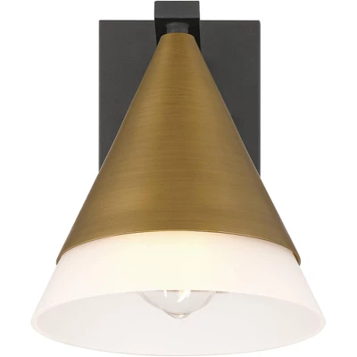 Possini Euro Design Possini Euro Leo 10"H Sand Black And Brass Outdoor Wall Light Set Of 2 8 Possini Euro Design Possini Euro Leo 10"H Sand Black And Brass Outdoor Wall Light Set Of 2 - Image 6