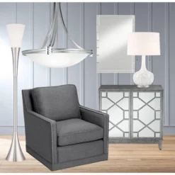 Possini Euro Design Piazza Modern Torchiere Floor Lamp 72 1/2" Tall Brushed Nickel Metal Frosted White Glass Shade For Living Room Bedroom Office Home -Possini Euro Design GUEST 229fc9d4 7fcd 4758 b959 0bc7020312f4