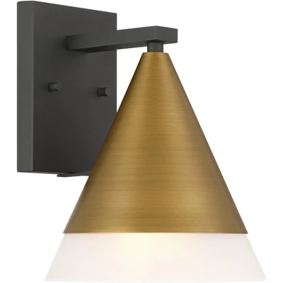 Possini Euro Design Possini Euro Leo 10"H Sand Black And Antique Brass Outdoor Wall Light 9 Possini Euro Design Possini Euro Leo 10"H Sand Black And Antique Brass Outdoor Wall Light - Image 7