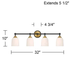 Possini Euro Design Possini Euro Zaragoza 32" Wide Gold And Black 4-Light Bath Light -Possini Euro Design GUEST 2329e39f 302f 4085 941d 9c1ffe690d0f