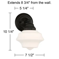Possini Euro Design Astrid Modern Wall Light Sconce Black Hardwire 7 1/2" Fixture Schoolhouse White Glass For Bedroom Bathroom Vanity Reading Hallway -Possini Euro Design GUEST 23361fdf cca9 4804 b95c d384829a4f8b