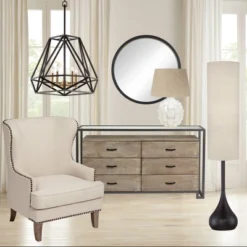 Possini Euro Design Mid Century Modern Floor Lamp 62" Tall Bronze Metal Droplet Off White Cream Cylinder Shade For Living Room Reading -Possini Euro Design GUEST 23513945 9ddc 4bb7 bafb 3fcff2bf22c3