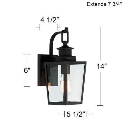 Possini Euro Design Ackerly Modern Outdoor Wall Light Fixtures Set Of 2 Textured Black Lantern Frame 14" Clear Glass For Post Exterior 5 Possini Euro Design Ackerly Modern Outdoor Wall Light Fixtures Set Of 2 Textured Black Lantern Frame 14" Clear Glass For Post Exterior - Image 3