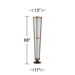 Possini Euro Design Mid Century Modern Torchiere Lamp 4-Light 68" Tall Antique Brass Off White Linen Cone Shade Living Room Office Uplight -Possini Euro Design GUEST 2546a9df b05c 4171 ace1 8bbe40c1f0c0