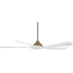 Possini Euro Design 60" Eloquent Modern Indoor Outdoor Ceiling Fan 5 Blade LED Light Remote Control Brass Finish White Blades Bedroom Patio Damp Rated -Possini Euro Design GUEST 2696a310 30ea 4bff b1e7 1b29ac1b08a6