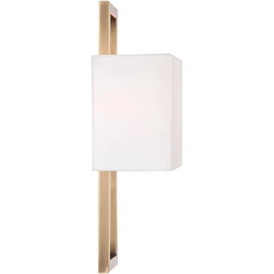 Possini Euro Design Modena Modern Wall Light Sconce French Brass Hardwire 9 1/2" Fixture Faux Silk Shade For Bedroom Reading Living Room Hallway Home 6 Possini Euro Design Modena Modern Wall Light Sconce French Brass Hardwire 9 1/2" Fixture Faux Silk Shade For Bedroom Reading Living Room Hallway Home - Image 4