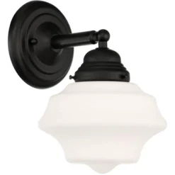 Possini Euro Design Astrid Modern Wall Light Sconce Black Hardwire 7 1/2" Fixture Schoolhouse White Glass For Bedroom Bathroom Vanity Reading Hallway -Possini Euro Design GUEST 26aef28c a6a8 4a30 a468 58d9c7e797ef