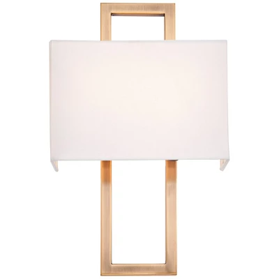 Possini Euro Design Modena Modern Wall Light Sconces Set Of 2 French Brass Hardwire 9 1/2" Fixture Off White Faux Silk Shade For Bedroom Bathroom Home 7 Possini Euro Design Modena Modern Wall Light Sconces Set Of 2 French Brass Hardwire 9 1/2" Fixture Off White Faux Silk Shade For Bedroom Bathroom Home - Image 5