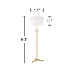 Possini Euro Design Encino Modern Tripod Floor Lamp Standing 60" Tall Brass Gold Metal Off White Fabric Drum Shade For Living Room Bedroom Office Home -Possini Euro Design GUEST 2804ff2d 7ac0 49c6 b869 7723a1d7e825