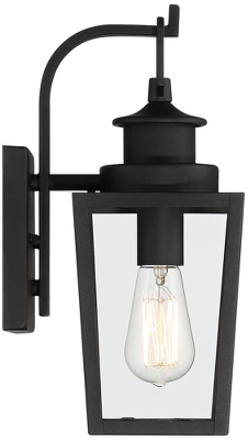 Possini Euro Design Ackerly Modern Outdoor Wall Light Fixtures Set Of 2 Textured Black Lantern Frame 14" Clear Glass For Post Exterior 8 Possini Euro Design Ackerly Modern Outdoor Wall Light Fixtures Set Of 2 Textured Black Lantern Frame 14" Clear Glass For Post Exterior - Image 6