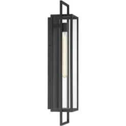 Possini Euro Design Jericho Modern Outdoor Wall Light Fixture Textured Black Steel 28" Clear Glass For Post Exterior Barn Deck House Porch Yard Patio -Possini Euro Design GUEST 28c6184f 38ae 4c64 99fc 935187dde775