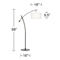 Possini Euro Design Modern Arc Floor Lamp With USB Charging Port 69" Tall Bronze Off-White Drum Shade Adjustable Arm Living Room -Possini Euro Design GUEST 2935322a b5c0 474e 9dc2 bec2cb9602a4 1