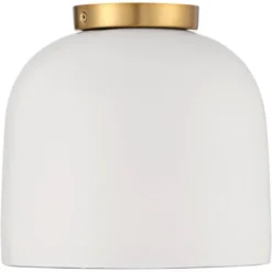 Possini Euro Design Merrick Modern Industrial Ceiling Light Flush Mount Fixture 9 1/4" Wide White Cement Gold For Bedroom Kitchen Living Room Hallway -Possini Euro Design GUEST 2a20b418 8e55 4d9c 8c44 bc59b85cb0d4