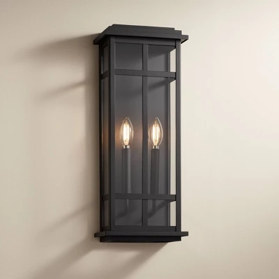 Possini Euro Design Metrix Modern Wall Light Sconce Black Metal Hardwired 8 1/4" 2-Light Fixture Clear Glass For Bedroom Bathroom Vanity 3 Possini Euro Design Metrix Modern Wall Light Sconce Black Metal Hardwired 8 1/4" 2-Light Fixture Clear Glass For Bedroom Bathroom Vanity