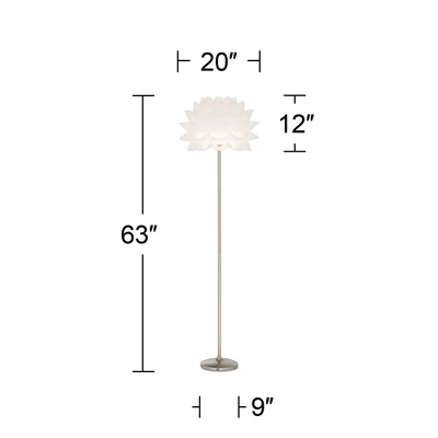 Possini Euro Design Modern Floor Lamp 63" Tall Brushed Steel White Orb Petal Flower Shade Dimmable For Living Room Reading Bedroom Office 8 Possini Euro Design Modern Floor Lamp 63" Tall Brushed Steel White Orb Petal Flower Shade Dimmable For Living Room Reading Bedroom Office - Image 6