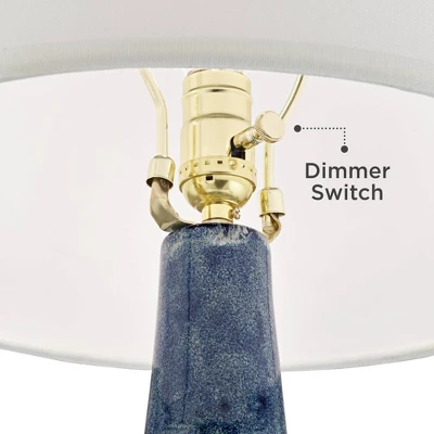 Possini Euro Design Collin Modern Table Lamp 26 3/4" High Blue Ceramic Off White Drum Shade For Bedroom Living Room Bedside Nightstand Office Kids 6 Possini Euro Design Collin Modern Table Lamp 26 3/4" High Blue Ceramic Off White Drum Shade For Bedroom Living Room Bedside Nightstand Office Kids - Image 4