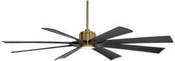 70" Possini Euro Design Defender Modern Indoor Outdoor Ceiling Fan With Dimmable LED Light Remote Soft Brass Matte Black Damp Rated For Patio Exterior -Possini Euro Design GUEST 2ec90994 b894 433e ba5d 9dc9058599a7
