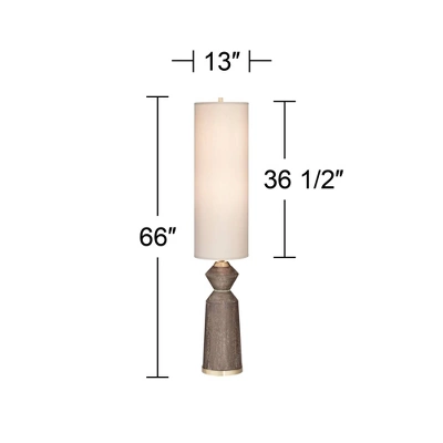 Possini Euro Design Taboo Mid Century Modern 66" Tall Standing Floor Lamp Sculpted Column Foot Switch Brown Faux Wood Finish Living Room Bedroom House 4 Possini Euro Design Taboo Mid Century Modern 66" Tall Standing Floor Lamp Sculpted Column Foot Switch Brown Faux Wood Finish Living Room Bedroom House - Image 2