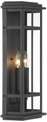 Possini Euro Design Metrix Modern Wall Light Sconce Black Metal Hardwired 8 1/4" 2-Light Fixture Clear Glass For Bedroom Bathroom Vanity 7 Possini Euro Design Metrix Modern Wall Light Sconce Black Metal Hardwired 8 1/4" 2-Light Fixture Clear Glass For Bedroom Bathroom Vanity - Image 5