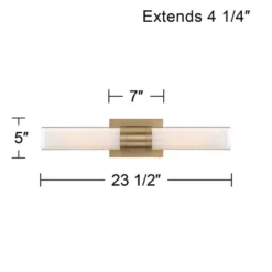 Possini Euro Design Brianna Modern Wall Light Brass Hardwire 23 1/2" 2-Light Fixture Clear Opal Double Glass Tube Shade For Bedroom Bathroom Vanity -Possini Euro Design GUEST 317fcfda 986d 499b af33 d4a76a3f3a85