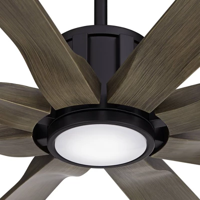 80" Possini Euro Design Defender Modern Indoor Outdoor Ceiling Fan With Dimmable LED Light Remote Matte Black Oak Damp Rated For Patio Exterior House 4 80" Possini Euro Design Defender Modern Indoor Outdoor Ceiling Fan With Dimmable LED Light Remote Matte Black Oak Damp Rated For Patio Exterior House - Image 2