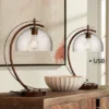 Possini Euro Design Modern Desk Lamps Set Of 2 With USB Port 22 1/2" High Bronze LED Clear Seeded Glass Shade For Bedroom Office -Possini Euro Design GUEST 34976a31 4f09 478f bd04 3e0111ffd8e4