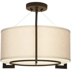 Possini Euro Design Stinson Modern Ceiling Light Semi Flush Mount Fixture 17 1/4" Wide Bronze 3-Light Linen Drum Shade For Bedroom Kitchen Living Room 12 Possini Euro Design Stinson Modern Ceiling Light Semi Flush Mount Fixture 17 1/4" Wide Bronze 3-Light Linen Drum Shade For Bedroom Kitchen Living Room -Possini Euro Design GUEST 357f78c5 acd0 470c bd31 c9b75143728f