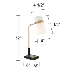 Possini Euro Design Cartwright 32" Tall Large Modern Glam Desk Lamps Set Of 2 USB Port Black Brass Finish Metal Home Office Living Room Charging -Possini Euro Design GUEST 35d12ee5 0d3f 42f1 88a4 6933f18c8cbd