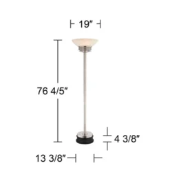 Possini Euro Design Light Blaster Art Deco Torchiere Floor Lamp With Black Riser 76 3/4" Tall Brushed Nickel Frosted Glass Bowl Shade For Living Room 7 Possini Euro Design Light Blaster Art Deco Torchiere Floor Lamp With Black Riser 76 3/4" Tall Brushed Nickel Frosted Glass Bowl Shade For Living Room -Possini Euro Design GUEST 36939880 caf4 44f6 a251 ab01f8a8089a