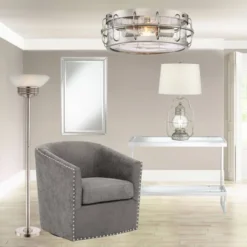 Possini Euro Design Light Blaster Art Deco Torchiere Floor Lamp 72 1/2" Tall Brushed Nickel LED Frosted Glass Bowl Shade For Living Room Bedroom House -Possini Euro Design GUEST 37116d73 80ee 4df9 9182 e7a665c0400b