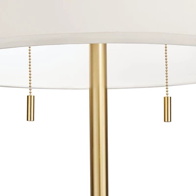 Possini Euro Design Italian Modern Floor Standing Lamp With Riser 69.5" Tall Gold Metal White Drum Shade Living Room Reading House Bedroom 4 Possini Euro Design Italian Modern Floor Standing Lamp With Riser 69.5" Tall Gold Metal White Drum Shade Living Room Reading House Bedroom - Image 2