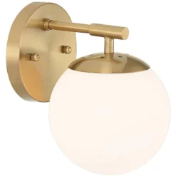 Possini Euro Design Meridian Modern Wall Light Sconces Set Of 2 Gold Hardwire 6" Fixture Frosted White Glass For Bedroom Bathroom -Possini Euro Design GUEST 3840c575 c0bb 42a4 b92b 45de8fd09e81