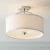 Possini Euro Design Halsted Modern Ceiling Light Semi Flush Mount Fixture 15" Wide Brushed Nickel 2-Light Oatmeal Linen Drum For Bedroom Living Room -Possini Euro Design GUEST 38554551 fab9 4e59 816a 8275a996150d