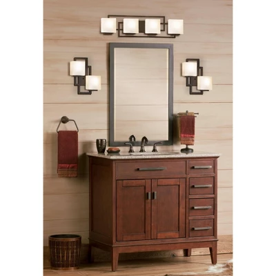 Possini Euro Design Modern Wall Light Bronze 15 1/2" Square Glass Sconce Fixture For Bathroom Side Of Mirror Hallway 9 Possini Euro Design Modern Wall Light Bronze 15 1/2" Square Glass Sconce Fixture For Bathroom Side Of Mirror Hallway - Image 7