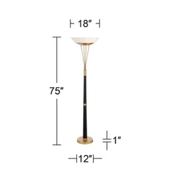 Possini Euro Design Ventura Modern Torchiere Floor Lamp 75" Tall Black Brass LED Frosted Glass Bowl Shade For Living Room Office House Bedroom Home 12 Possini Euro Design Ventura Modern Torchiere Floor Lamp 75" Tall Black Brass LED Frosted Glass Bowl Shade For Living Room Office House Bedroom Home -Possini Euro Design GUEST 398e6318 7968 429c 8256 d06606044835