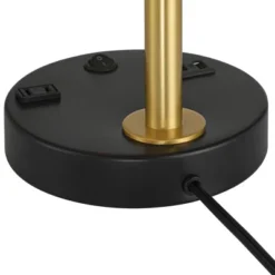 Possini Euro Design Keller 24" High Small Modern Desk Lamp USB Port AC Power Outlet Black Brass Finish Metal Single Home Office Living Room Charging -Possini Euro Design GUEST 3ada8b78 86d1 4e97 9fe6 cda0df002908