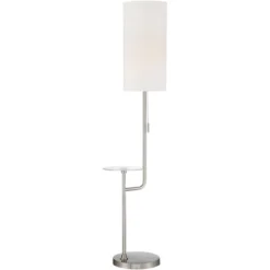 Possini Euro Design Piccolo Modern Floor Lamp With Tray Table 60 1/2" Tall Brushed Nickel White Cylinder Shade For Living Room Bedroom Office House -Possini Euro Design GUEST 3b164384 92aa 40c0 aece 005a137a524e