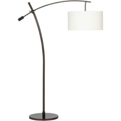 Possini Euro Design Modern Arc Floor Lamp With USB Charging Port 69" Tall Bronze Off-White Drum Shade Adjustable Arm Living Room -Possini Euro Design GUEST 3b688b2d 7797 4b9a 93dd 5a9b377aaa89 1