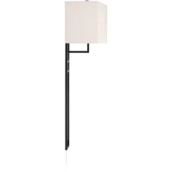 Possini Euro Design Ventano Modern Wall Lamp Matte Black Metal Plug-in 16" Light Fixture White Linen Shade For Bedroom Living Room House Hallway 16 Possini Euro Design Ventano Modern Wall Lamp Matte Black Metal Plug-in 16" Light Fixture White Linen Shade For Bedroom Living Room House Hallway -Possini Euro Design GUEST 3bb76cee e063 485e bdf3 bdbe35d43ffd