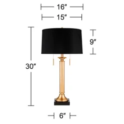 Possini Euro Design Wynne Traditional Table Lamp 30" Tall Warm Gold With USB Charging Port Black Drum Shade For Bedroom Living Room Bedside Nightstand -Possini Euro Design GUEST 3be92105 d95f 4dc3 b0ba 2c170245e577